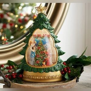 Beautiful Light Up Christmas Tree 3D Scene Inside w/ Moving Glitter Snow!!